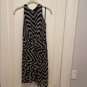 Milly Asymmetrical Black and White Halter Dress